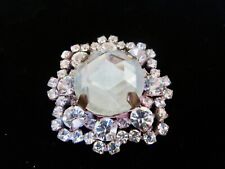 XL Vibrant Czech Vintage Style  Glass Rhinestone Button    Crystal Clear picture