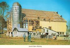 Lancaster PA Pennsylvania, Amish Country Barn Raising, Vintage Postcard picture