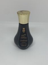 Vintage Coty L’Aimant Glass Perfume Bottle Black With Gold Top Collectible picture
