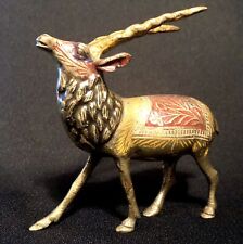 VINTAGE BRASS COLORFUL ORYX ANTELOPE FIGURE picture