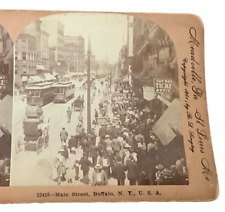 Main Street Trolley Horse Buggy People Action Buffalo New York Photo SV1C picture