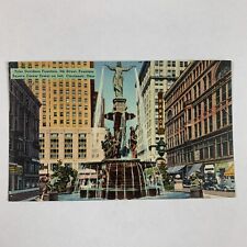 Postcard Ohio Cincinnati OH Tyler Davidson Fountain Carew Tower Linen 1940s picture
