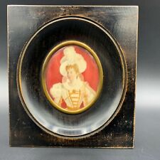 19C Antique French Empire Era Royal Lady Painting Portrait Convex Glass Hanging picture