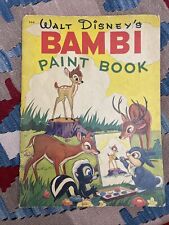 1942 Bambi Large Paint Coloring Book Walt Disney Whitman Vintage Oversized Unuse picture