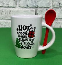  Christmas Coffee/Cocoa Mug Cup With Spoon Hot Cocoa Movie Blanket New 11 Oz. picture
