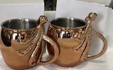 Set of 2 Copper Octopus Design Mugs. New picture