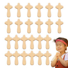 24PC Hand Held Crosses Mini Wooden Clinging Praying Small Palm Crosses Pine Wood picture
