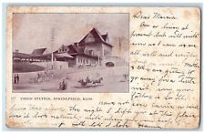 1904 Union Station Horse And Carriage Springfield Massachusetts MA Postcard picture