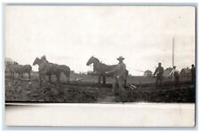 c1910's Postcard RPPC Photo Road Construction Crew Horses Occupational # 2 picture