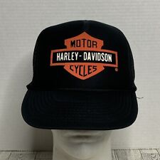Vintage 80’s Harley Davidson Bar & Shield foam trucker snapback hat black biker picture