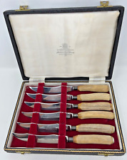 Harrison Bros & Howson Cutlers To His Majesty Antler 6 Stake Knifes Set Vintage picture