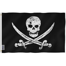Anley Fly Breeze 3x5 Ft Jack Rackham Pirate Flag - Jolly Roger Flags Polyester  picture