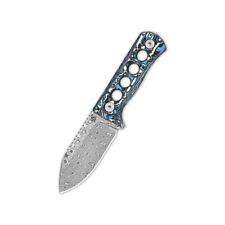 QSP Canary Fixed Blade Knife Black/Blue CF Handle Laminated Damascus QS141-I picture