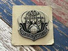 RARE Unused 1968 Dated U.S. Air Force Pararescue Badge Antaya Para Silver Filled picture