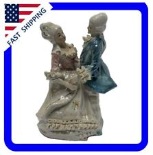 Vintage Victorian Dancing Couple Iridescent Ceramic Figurine Made In Taiwan picture