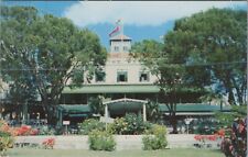 Marine Hotel Hastings Barbados B.W.I. Flowers Flag Chrome Vintage Post Card picture