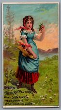 Trade Card c1880s Advertisement Ayers Cherry Pectoral Girl With Basket Cherry B picture