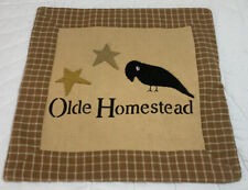 Country Pillow Cover, Appliquéd Stars, Crow, Olde Homestead, Mustard, Cotton picture