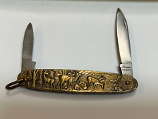 Vintage ARMEX Deer Scene 2 Blade Pocketknife Made in TIAWAN picture