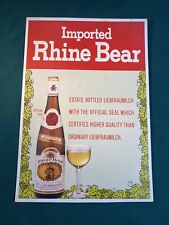 Vintage Rhine Bear Wine Cardboard Adverting Sign 16.5”x11.5” picture