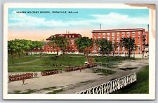 Boonville Missouri~Kemper Military School Bldg & Marching Scene~Vintage Postcard picture