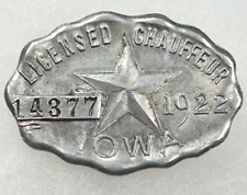 1922 IOWA Chauffeur Badge #14377 picture