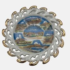 Vintage Scotty's Castle Collectible Plate Death Valley Reticulated White Gold picture
