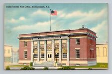 United States Post Office Narragansett Rhode Island RI vintage linen Postcard  picture