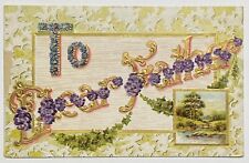 Vintage Large Letter Postcard, To Dear Father, Blue & Purple Floral Divided Back picture