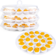 3PCS Deviled Egg Containers with Lid, Clear Deviled Egg Platter Egg Carrier Egg picture