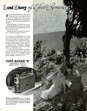 1930s BIG Original Vintage Cine Kodak K Movie Camera Couple Beach Photo Print Ad picture
