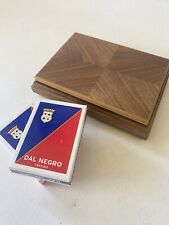 VINTAGE Dal Negro  Unused Playing Card Case w 2 Decks Cards Wood Treviso Italy picture