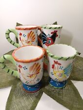 4) 2006 Demdaco, Artist Dana Simson Ceramic Glaze Design Rooster Mugs picture