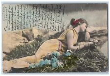 c1905 Pretty Girl Fantasy Tinted Buren Germany Antique RPPC Photo Postcard picture
