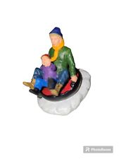 Lemax Figurine Downhill Tubing with Dad Snow Village CHRISTMAS MAN BOY SLEDDING picture