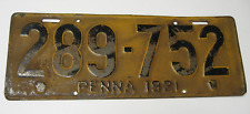 Rare 1921 Pennsylvania Car License Plate- 6 Digits State of Pennsylvania, 15.75