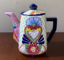 Mexican Enchanted Talavera Pottery Teapot Pitcher Coffee Pot w/lid Hand Painted picture