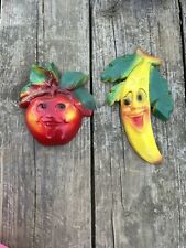 Vintage Anthropomorphic Fruit Chalkware Banana And Apple picture