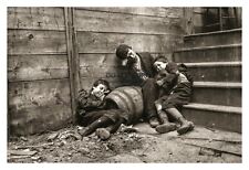 HOMELESS CHILDREN ON THE STREETS OF NEW YORK 1888 4X6 SEPIA PHOTO picture