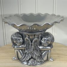 Antique Metal Cherub Bowl Held By 2 Angel’s - Rare Hard To Find - 10” W X 7.5”T picture