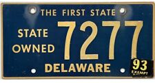 1993 Delaware STATE OWNED License Plate #7277 RIVETED NUMBERS picture