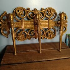 Vintage Homco Triple Candlestick Wall Sconce, Ornate, Gold, Plastic, 1978 picture