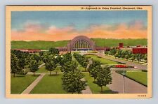 Cincinnati OH-Ohio, Approach To Union Terminal, Antique, Vintage Postcard picture
