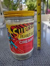 Vintage 1981 Superman Creamy Peanut Butter Jar 18 oz Yellow Red  picture