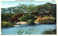 California, View On Russian River, Riverbank Lined Trees, CA, Vintage Postcard picture