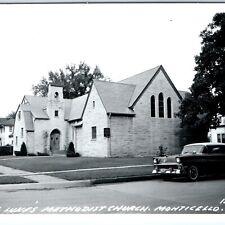 c1950s Monticello IA RPPC St Luke's Methodist Church Chevy Bel Air Car PC A104 picture