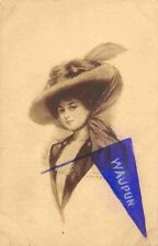 Beautiful Lady Waupun Pennant Wisconsin  1910c postcard picture