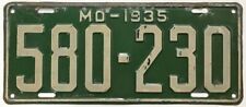 Missouri 1935 License Plate 580-230 Original Paint in Nice Condition picture