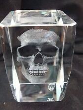 Human Hologram Skull Crystal Glass 3D Laser Cube Paperweight Gift picture