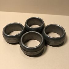 Pewter Antique Napkin Rings 1.75 x .75 Inch Round Lot Of 4 Nice Finish Preowned picture